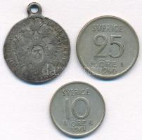 Vegyes: Ausztria 1838C 3kr Ag "I. Ferdinánd" füllel + Svédország 1960TS 25ö Ag + 1961TS 10...