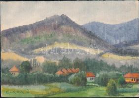 Korda jelzéssel: Falu a hegy tövében. Akvarell, papír, 20×29 cm