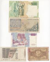 Olaszország 1944. 5L + 1982. 1000L + 1990. 1000L + 1983. 2000L + 1985. 5000L T:III, III-
Italy 1944...