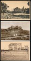 6 db RÉGI sport motívumú képeslap: külföldi teniszpályák / 6 pre-1910 sport motive postcards: European tennis courts
