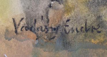 Vadász jelzéssel: Velencei utcarészlet. Akvarell, papír, kétoldalas, 41×28 cm