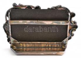 Ezüst (Ag), díszes, kicsi tükör, jelzett, dobozban, 6,5x4,5 cm, 19.8 gr