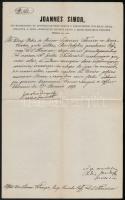 1871 Simor János esztergomi érsek levele házasság engedélyezése ügyében, aláírásokkal