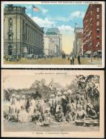 16 db RÉGI képeslap: külföldi városok és motívumok / 16 pre-1945 postcards: European, American (USA)...