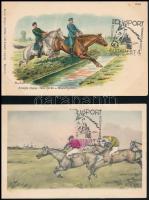 4 db RÉGI használatlan ló témájú motívumlap / 4 unused pre-1945 horse themed motive postcards