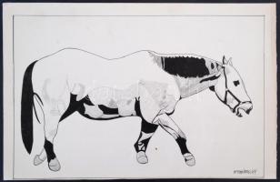 Hornyánszky jelzéssel: Ló. Tus, papír, 26×41 cm