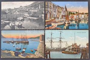 86 db RÉGI motívumlap: hajók városokkal / 86 pre-1945 motive postcards: ships with towns