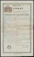 1870-1927 3 db különféle győri illetve soproni irat (anyakönyvi kivonat, stb.), okmánybélyeggel