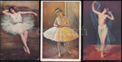 31 db RÉGI motívumlap: táncosok, vegyes minőség / 31 pre-1945 motive postcards: dancers, mixed quality