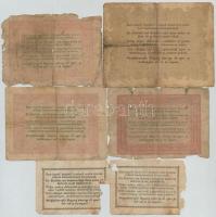 1848. 5Ft (3x) + 10Ft + 1849. 15kr (2x) "Kossuth bankó" T:III-IV