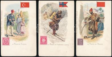 5 db RÉGI postatörténeti litho motívumlap, vegyes minőség / 5 pre-1900 postal history litho motive p...