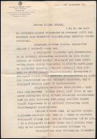 1929 osgyáni Rónay Tibor budapesti közjegyző gépelt, aláírt levele családi ismerősének eljárás ügyében, fejléces papíron