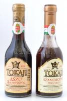 1990 és 1991 Tokaji asszú ( 3 puttonyos) és szamorodni díszdobozban talpas pohárral, Tokaj Kereskedőház Rt.