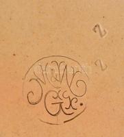 Paulanerbräu München díszes mázas kerámia söröskorsó, fém fedővel, m: 13 cm, d: 9 cm