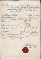 1878 A sárszentmiklósi plébánia kézzel írt anyakönyvi kivonata, magyar nyelven, rányomott viaszpecséttel