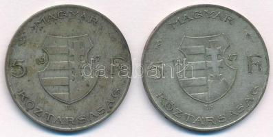 1947. 5Ft Ag "Kossuth" (2x) T:2- patina
Adamo F8.1