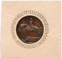 DN SALUTARI DIN - GRUSS AUS - BON SOUVENIR szuvenír Br lemezplakett karton lapon (40mm) T:1-,2