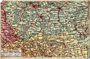 1916 Galizien-Lublin-Warschau. Postkarten des Östlichen Kriegsschauplatzes. Nr. 3. Adolf Brandstätter / WWI Map of the Eastern Front with Galicia-Lublin-Warsaw (tears)
