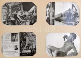 Erotikus és pornográf fotók és illusztrációk gyűjteménye, összesen kb. 80 db, albumba rendezve, külö...