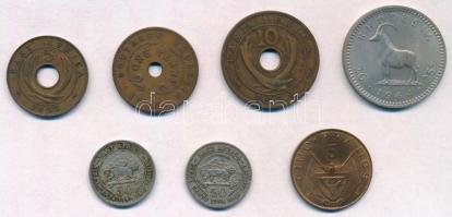 7db klf külföldi fémpénz, főleg afrikai gyarmatokból T:1-,2 7pcs of various metal coins, mostly from African colonies C:AU,XF