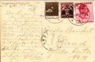 1936 Borszék, Borsec; felvonulás matróz zenekarral, Villa Getta, Speranta szálló és étterem, Szabó é...