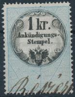 1858 vagy 1859 Hirdetvény bélyeg 1kr