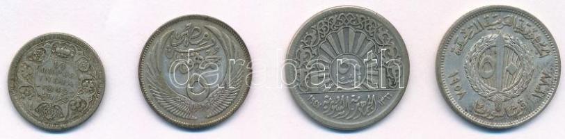 4db-os vegyes külföldi ezüstpénz tétel, közte Egyiptom 1956. 5p Ag, Szíria 1958. 50p Ag T:2,2- 4pcs of diff silver coins, including Egypt 1956. 5 Piastres Ag, Syria 1958. 50 Piastres Ag C:XF,VF