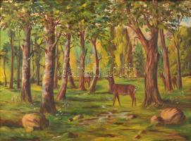 Csergezán jelzéssel: Őzek az erdőben. Olaj, vászon, keretben, 60×80 cm