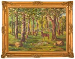 Csergezán jelzéssel: Őzek az erdőben. Olaj, vászon, keretben, 60×80 cm