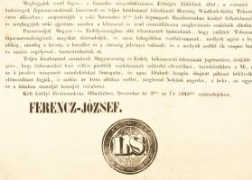 1848. december 2.  I. Ferenc József magyar nyelvű kiáltványa trónra lépése alkalmából, melyben hitet...