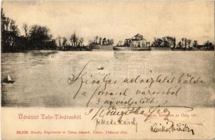 1904 Tatatóváros (Tata), Nagytó, háttérben az Öreg vár. Engländer és társa kiadása (EK)