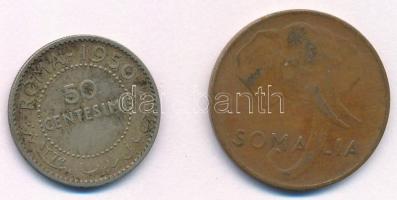 Szomália 1950. 5c Cu + 50c Ag T:2,2- Somalia 1950. 5 Centesimi Cu + 50 Centesimi Ag C:XF,VF