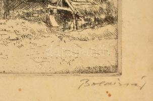 Boldizsár István (1897-1984): Pincesor kocsival. Rézkarc, papír, jelzett, foltos, üvegezett keretben...