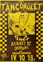 1989 Fingerman - Rádi Sándor (?-?): Táncőrület, Petőfi Csarnok 1989. ápr. 18., Fals, Kabinet Rt., Skanzelizé, Underground koncertplakát, 41x28 cm