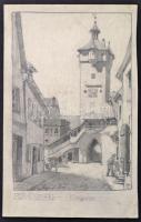 Páris Erzsébet, (1887-?): Klingentor. Ceruza, papír, jelzett, 20×14 cm