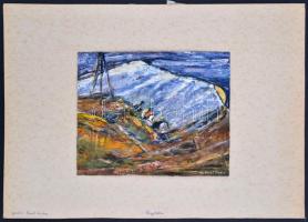 Gyulai Gaál Endre (1904-?): Hegytetőre. Tempera, karton, jelzett, 20×25 cm