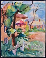 Ádámffy László (1902-?):Parkban. Akvarell, papír, jelzett, szakadással, 46×36 cm