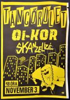 1989 Rádi Sándor (?-?): Táncőrület, Petőfi Csarnok 1989. nov. 3., Oi-Kor, Skanzelizé, Underground koncertplakát, 42x29 cm.