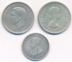 Ausztrália 1928. 3p Ag + 1945. 6p Ag + 1962. 6p Ag T:2,2-
Australia 1928. 3 Pence Ag + 1945. 6 Penc...