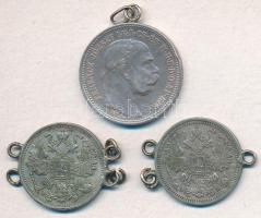 Vegyes: 5db-os ezüstpénz tétel, mind füllel, benne 1916. 1K Ag Ferenc József T:2,2-