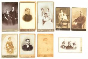 cca 1880-1900 9 db keményhátú kabinetfotó magyar fényképészektől