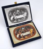 Az utolsó vacsora. Porcelán tál. Matricás, jelzett, sorszámozott, hibátlan, díszdobozban. 13x26 cm