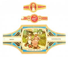 Régi szivargyűrű gyűjtemény, kb 150 db, közötte vágatlan szivargyűrűkkel, vegyes motívumokkal:  lepk...