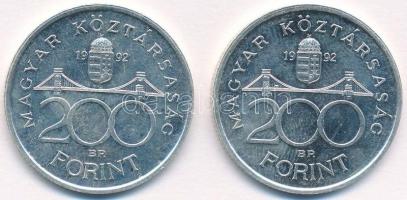 1992. 200Ft Ag "MNB" (2x) T:1- Adamo F13
