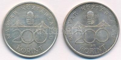 1993. 200Ft Ag "MNB" (2x) T:1- 
Adamo F13