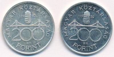 1992. 200Ft Ag "MNB" (2x) T:1- Adamo F13