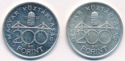 1992. 200Ft Ag "MNB" (2x) T:1- 
Adamo F13