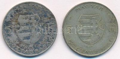 1947. 5Ft Ag "Kossuth" (2x) T:2- patina 
Adamo F8.1