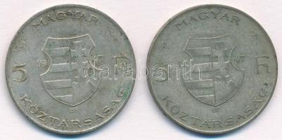 1947. 5Ft Ag "Kossuth" (2x) T:2- patina 
Adamo F8.1