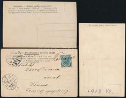 cca 1901-1918 Kalapos hölgyek és urak, 3 db fotólap, hátuljukon feliratozva, 9×14 cm